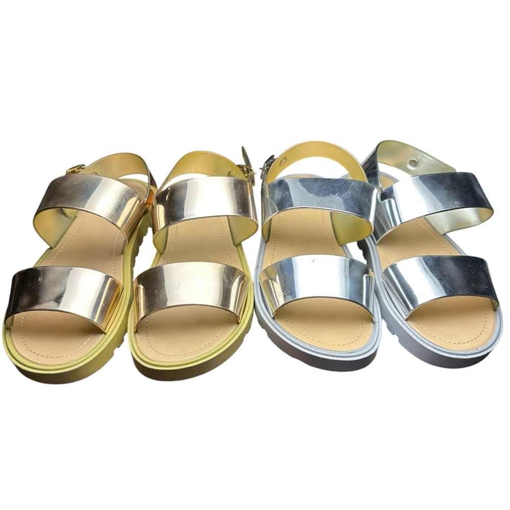 Kalli Gold and Silver Metallic Sandals - Women’s Size 8 - Bundle of 2 Pairs